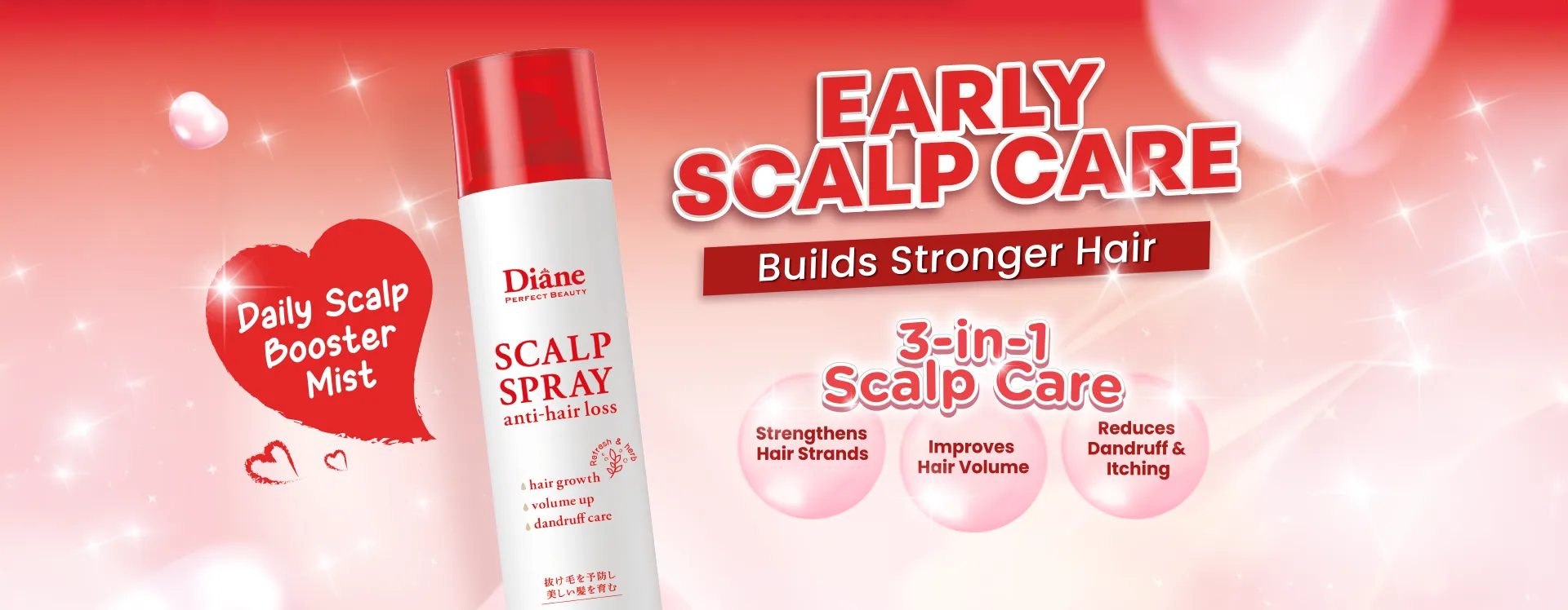 Diane Perfect Beauty Scalp Spray Anti-Hair Loss | Early Scalp Care | Builds Stronger Hair | 3-in-1 Scalp Care | Strengthens Hair Strands | Improves Hair Volume | Reduces Dandruff & Itching | Daily Scalp Booster Mist